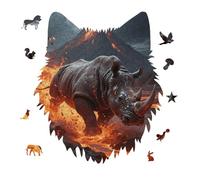 Steel Rhino Jigsaw Puzzle 175PCS Wolf Head Design Puzzle Wooden Jigsaw Puzzles for Adults Families