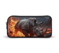 Steel Rhino Pencil Case - Large Aesthetic Makeup Bag Multi-Purpose Pencil Pouch Cute Cosmetic Bag with Zipper Closure for Office, Home, Study & Travel