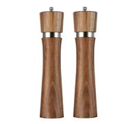 Steel Ring Pepper Grinder,Manual Acacia Wood Mill,Multi Use Seasoning Bottle,Ceramic Core,BBQ Tool Shaker Sets (2Pcs 10inch)