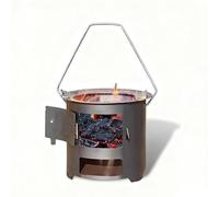 Steel Rocket Stove Portable Wood Burning Stove with Handle Camping Wood Stoves for Emergency Preparedness, Survival, Off Grid Living Supplies(26x25cm)