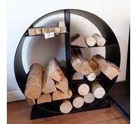 Steel Round Log Store & Shelves Metal Log Holder Log Storage in Black Inspirational Gifting Black One Size