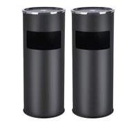 Steel rubbish bin with ashtray