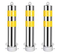 Steel Safety Bollards with Reflective Stripes for Driveways & Parking Lots Durable Absperrposts for Enhanced Security & Traffic Control WeatherResistant High Visibility