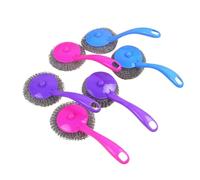 Steel Scrubbers Long Handle Brush with Metal Scouring Pads 12pcs