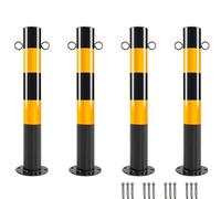 Steel Security Bollards - Durable Reflective Design for Driveway and Car Park Barrier, Removable and Fixed, Enhanced Safety (2pcs)
