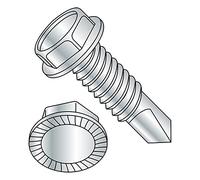 Steel Self-Drilling Screw, Zinc Plated Finish, Serrated Hex Washer Head, Hex Drive, 2 Drill Point, 1/4"-20 Thread Size, 1-1/2" Length (Pack of 50)