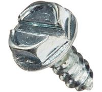 Steel Sheet Metal Screw, Zinc Plated, Hex Washer Head, Slotted Drive, Type AB, #6-20 Thread Size, 3/8" Length (Pack of 100)