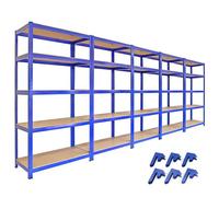 Steel Shelving & Bay Connectorss 180cm - Blue Heavy Duty Set of Five T-Rax 90cm by Raven