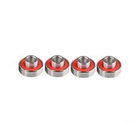 Steel Skateboard Bearings, 608-2RS Long Plate Integrated Bearing ABEC-11 High Speed Silent Speed Bearing(Red 4pcs)