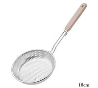 Steel Skimmer Spoon with Wooden Handle Straining for Kitchen | Anti Scald Heat Resistant Fine Mesh Strainer Ladle for Noodles Dumplings Vegetables Frying Oil Draining Kitchen Cooking Tool