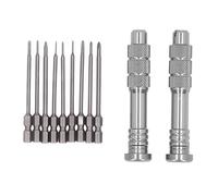 Steel Slotted Screwdriver Set with 9 Precision Bits and 2 Interchangeable Handles, Ratcheting Magnetic Slot Screwdriver for Camera Lens Computer Electrical Maintenance