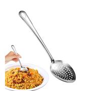 Steel Slotted Spoon - Culinary Serving Tool, Heavy Duty Strainer, Extra Long Handle Cooking Utensil | Multi-Purpose Kitchen Mixing Accessory, Premium Nonstick Skimming Ladle for Outdoor Buffet