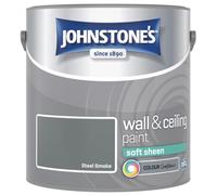 Steel Smoke Johnstone’s Wall & Ceiling Soft Sheen Paint 2.5L - Subtle Sheen Finish, Durable & Washable, Quick Dry, Low Odour Interior Paint for Walls & Ceilings