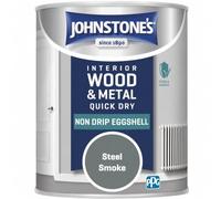 Steel Smoke Non Drip Eggshell Paint 750ml | Interior Wood and Metal Paint | Durable Low Sheen Finish | Washable Trim Paint for Doors Skirting Boards Furniture and Window Frames