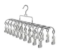 Steel Sock Drying Hanger Multi Clips Rack Windproof Laundry | Non Slip Rubber Clips Drying Rack with Strong Load Capacity for Balcony Home Sock Underwear Lingerie Laundry Wet Dry Dual Use