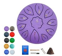 Steel Spin Hand Drum, Meditation Hand Pan Style Percussion, 6 Inch 11 Notes with Carry Bag, Music Book, Mallets, Musical Gift for Drummer & Meditation Yoga, C-Key.. (Purple)