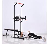 Steel Strength Training Power Tower Pull Up Station Black/Red