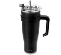STEEL THERMAL MUG 1200ml WITH HANDLE AND STRAW ORION 112284 BLACK