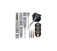 Steel Tip Darts Set | Jeffrey 'The Black Cobra' de Zwaan Maestro Phase 2 | 90% Natural Tungsten Barrels with Red, White & Blue Accents | 23 g
