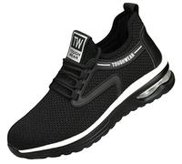 Steel Toe Cap Safety Shock Absorbing ANIT-Smashing Work Trainers Mens Womens Boot Hiking Shoes UK Size 6-11 (Black/White TW-95, UK_Footwear_Size_System, Adult, Men, Numeric, Medium, Numeric_8)