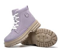 Steel Toe Cap Trainers for Women Protects Ankle Work Boots Non-slip Waterproof Purple Safety Walking Shoes Smash and Puncture Resistant Middle Top Sneakers