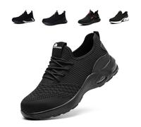 Steel Toe Caps Trainers Lightweight Boots Womens Mens Work Industrial Work Shoes Black3 EU44 Convert UK9.5