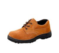 Steel Toe Shoes for Men, Lightweight Safety Work Sneakers Breathable Working Footwear Rubber Sole Work Shoes Anti-Slip Leisure Trainers Soft Bottom Comfortable Sport Footwear Brown