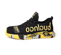 Steel Toe Shoes for Men,Outdoor Work Breathable Steel Toe Sneakers for Men,Comfortable Lightweight Anti-Puncture Safety Toe Shoes for Men,for Industrial Construction ( Color : Yellow , Size : 10.5 UK