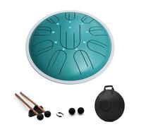 Steel Tongue Drum, 10 Inch 10 Notes Hanpan, G Major, Hand Pan Drums Mallets and Carry Bag, Malachite Green
