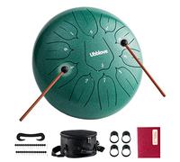 Steel Tongue Drum 11 Notes 10 inches Musical Healing Drum Percussion Instrument For Adults with Drum Mallets Carry Bag Great Gift for Beginner (Green 10 inch)