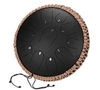 Steel Tongue Drum 11 Notes 12.5 Inchs, C Key Ethereal Drum Instrument Set With Drum Carry Bag, 2 Drumsticks, Tutorial Book, Note Stickers, With Rope Decoration (Color : Black)