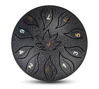 Steel Tongue Drum 11 Notes 6 inches C Key Mini Tongue Drum Handpan Drum Percussion Instrument Tank Drums Instruments with Bag, Music Book, Mallets,Mallet Bracket (Color : Black)