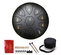 Steel Tongue Drum 11 Notes 8 Inches, Scale Exquisite Design, Upgraded Travel Bag, 2 Mallets, Finger Picks & Song Book! Great Gift For Adults & Kids (Color : Black)