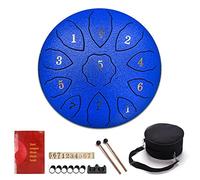 Steel Tongue Drum 11 Notes 8 Inches, Scale Exquisite Design, Upgraded Travel Bag, 2 Mallets, Finger Picks & Song Book! Great Gift For Adults & Kids (Color : Blue)