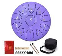 Steel Tongue Drum 11 Notes 8 Inches, Scale Exquisite Design, Upgraded Travel Bag, 2 Mallets, Finger Picks & Song Book! Great Gift For Adults & Kids (Color : Purple)