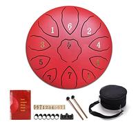 Steel Tongue Drum 11 Notes 8 Inches, Scale Exquisite Design, Upgraded Travel Bag, 2 Mallets, Finger Picks & Song Book! Great Gift For Adults & Kids (Color : Red)