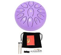 Steel Tongue Drum 11 Tones Ethereal Outdoor Chakra Rain Drum for Garden Meditation Percussion Instrument Carbon Steel 6 Inch with Mallets Stand (Black) (Purple)