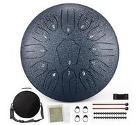 Steel Tongue Drum, 12 Inch 13 Notes Rain Drum for Outside, Hand Pan Drum with Music Book, Mallets and Carry Bag, for Musical Education Meditation Yoga, Gifts for Kids, Adult, Friends (Navy Blue)