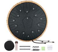 Steel Tongue Drum 12 Inch 15 Notes Hand Drum Set with Music Book, Mallets and Carry Bag, for Adults Music Education Meditation Yoga Chakra (Black)