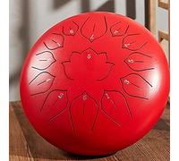 Steel Tongue Drum 12 Inches 13 Notes Hand Pan Drum Percussion Instrument With Gig Bag English Songbook Drum Mallets And Finger Picks For Camping Meditation Musical Education Yoga,Red