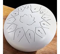 Steel Tongue Drum 12 Inches 13 Notes Hand Pan Drum Percussion Instrument With Gig Bag English Songbook Drum Mallets And Finger Picks For Camping Meditation Musical Education Yoga,White