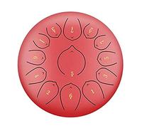 Steel Tongue Drum 12 Inches 13 Notes Percussion Instrument with Drum Mallets Carry Bag Meditation Yoga Sound ，2 Drumsticks, Tutorial Book, 4 Finger Picks Rosso