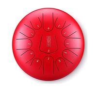 Steel Tongue Drum 12 Inches 13 Notes Percussion Instrument with Drum Mallets Carry Bag Meditation Yoga Sound ,2 Drumsticks, Tutorial Book, 4 Finger Picks Rosso