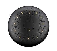 Steel Tongue Drum 12 Inches 13 Notes Percussion Instrument with Drum Mallets Carry Bag Meditation Yoga Sound ，2 Drumsticks, Tutorial Book, 4 Finger Picks Nero