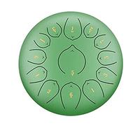 Steel Tongue Drum 12 Inches 13 Notes Percussion Instrument with Drum Mallets Carry Bag Meditation Yoga Sound ，2 Drumsticks, Tutorial Book, 4 Finger Picks Green