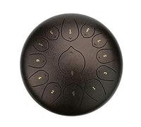 Steel Tongue Drum 12 Inches 13 Notes Percussion Instrument with Drum Mallets Carry Bag Meditation Yoga Sound ，2 Drumsticks, Tutorial Book, 4 Finger Picks Brown