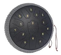 Steel Tongue Drum 12 Inches 15 Notes Musical Instruments, D Major Percussion Instrument with Soft Bag, Music Book and 2 Mallets for Meditation (black)