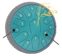 Steel Tongue Drum 12 Inches 15 Notes Musical Instruments, Handpan Drum Percussion Instrument with Soft Bag, Music Book and 2 Mallets for Meditation (green)