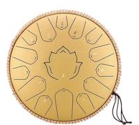 Steel Tongue Drum 13 in 15 Notes Tongue Drum, D Major Outdoor Rain Drum With Tote Bag, Music Book, and Hand-Held Drumsticks (Gold)