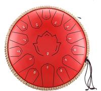 Steel Tongue Drum 13 in 15 Notes Tongue Drum, D Major Outdoor Rain Drum With Tote Bag, Music Book, and Hand-Held Drumsticks (Red)